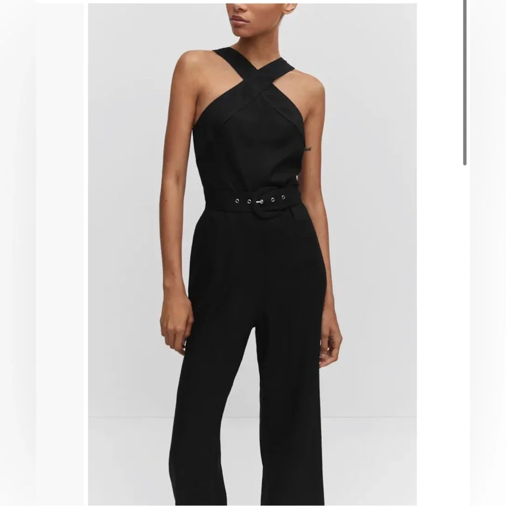 MANGO Belted Halter Neck Jumpsuit size Small BNWT